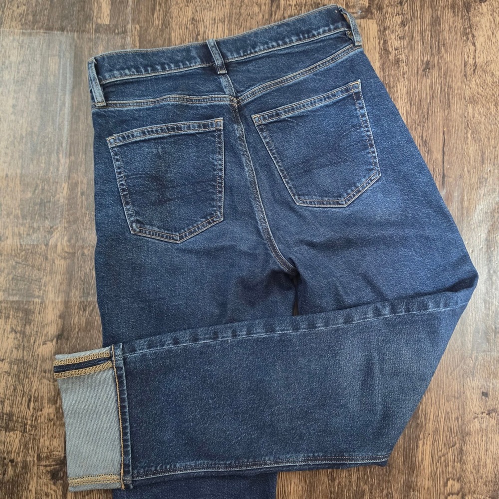 AMERICAN EAGLE Jeans Women 6 Dark Blue Super High-Rise Straight Stretch Denim - Picture 5 of 7